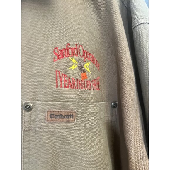 Carhartt Mens Blanket Lined Relaxed Fit Flannel Shirt Tan Jacket Coat XL Tall. - Picture 4 of 7